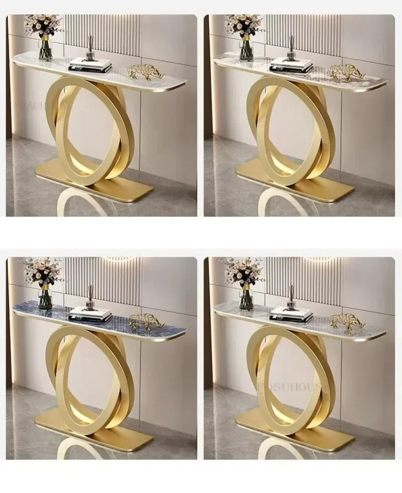 Luxury Iron Console Table Italian Semi-circular Entrance Cabinet Tables Home Furniture Creative Corridor Entryway Table