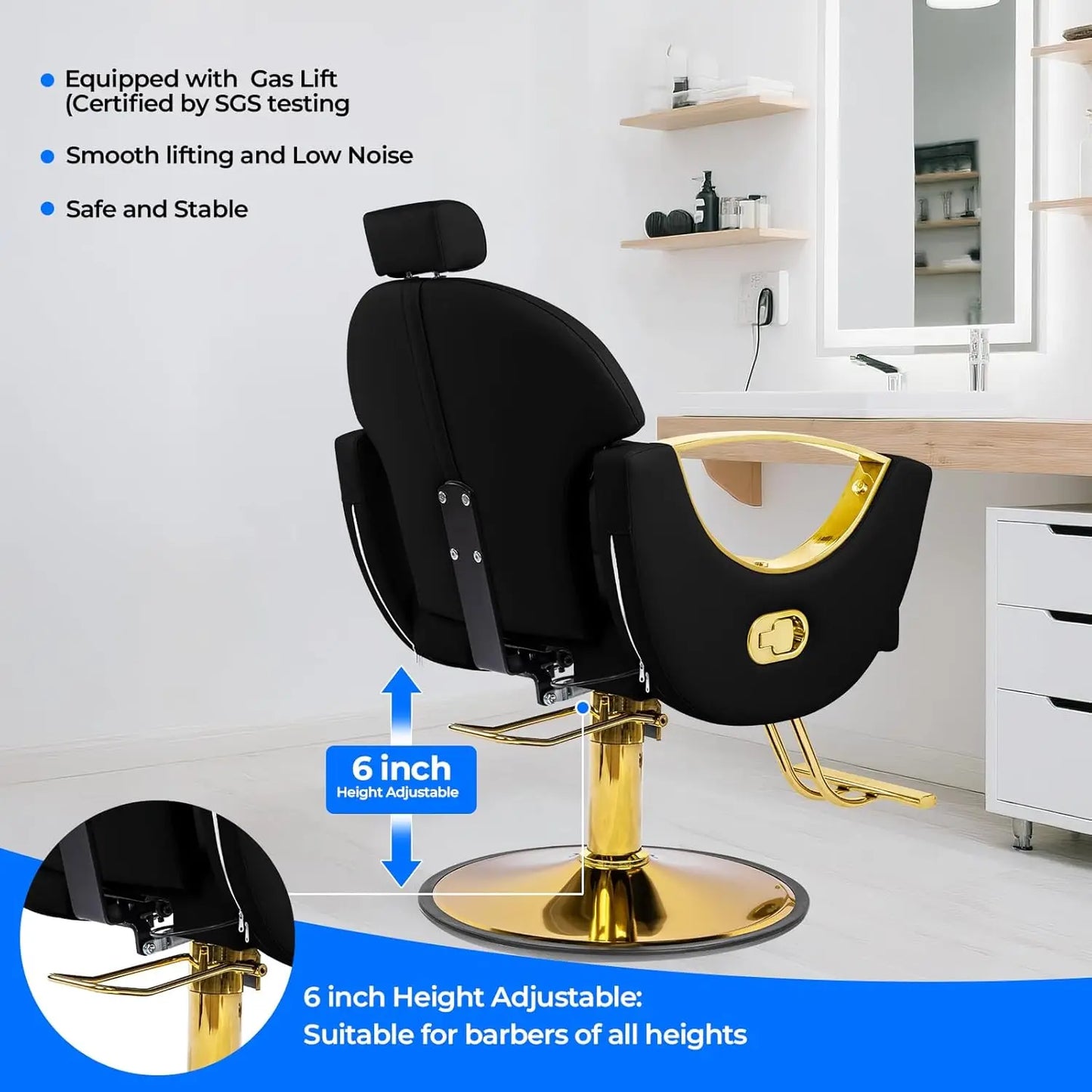 Reclining Barber Chair Styling Hair Chair for Home Barbershop Height Adjustable 360 Swivel Salon Chair for Hair, Customized