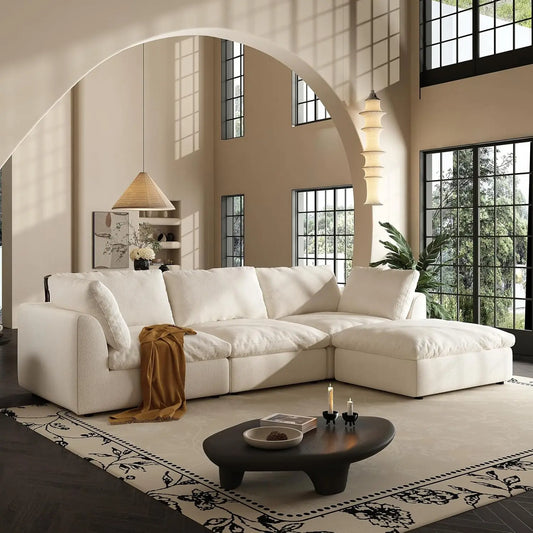 110" Cloud Couch Modular Sectional Sofa, Convertible L-Shape Couch with Ottoman, Modern Sofa3 Seater Modular, Customized