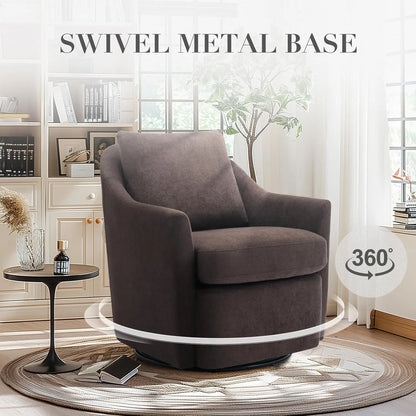 Swivel Accent Chair, Living Room Chair Upholstered 360° Swivel Chair Modern Reading Armchair for Bedroom/Office/Nursery,