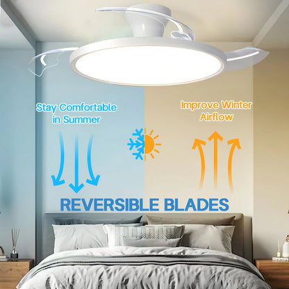 Modern Ceiling Fan Sealing Fan Led Lighting Silent Invisible Blade Lamps Suitable for Living Room Dining Room Study Kitchen