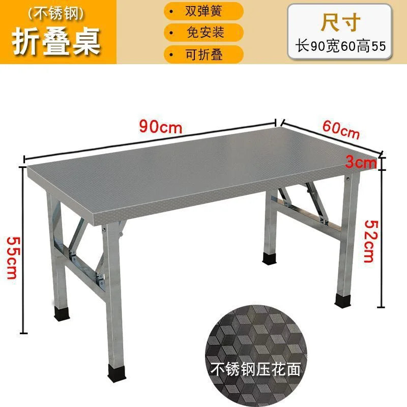 Square Folding Utility Table Home Restaurant Stainless Steel Dinner Tables Outdoor Indoor Portable Foldable Wedding Dining Table