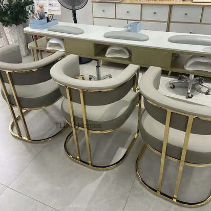 Luxury golden Dining Chairs wrought Iron Backrest Armchair Kitchen Modern Dining Room Furniture Home Bedroom Salon Makeup Chair