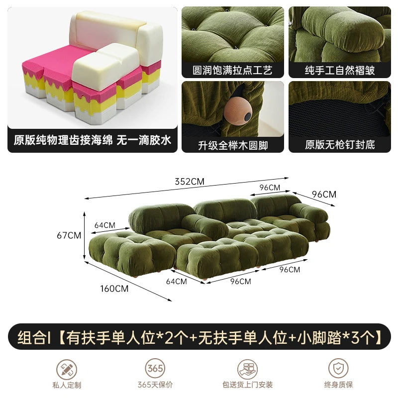 Modern Modular Fabric Sectional Sofa for Small Living Rooms
