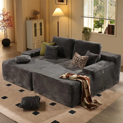 Vacuum Compression Sofa, Sofa Block Combination Fabric Sofa, Living Room Sofa Bed, 2 Pieces of The Same Color Sofa