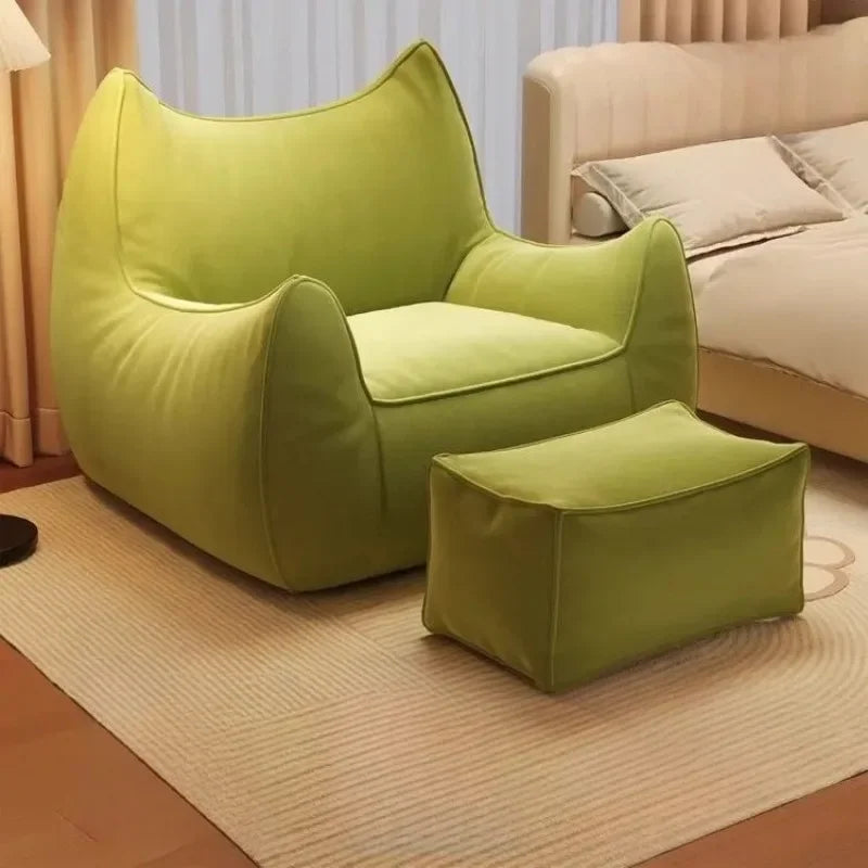 Customizable Living Room Sofas Simple Bedroom 1-person Lazy Sofa Comfortable Bean Bag Chair with Footrest Home Decoration