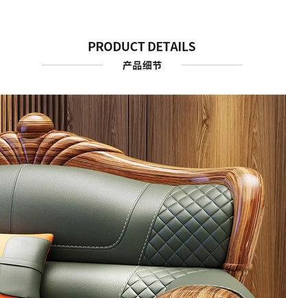 European-style villa, luxury ebony wood, leather art sofa