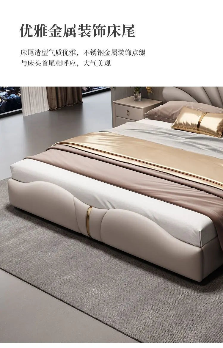 Nordic Aesthetic Double Bed European Queen Twin King Headboard Frame Luxury Cama Casal Furniture  Bed bases and bed frames home