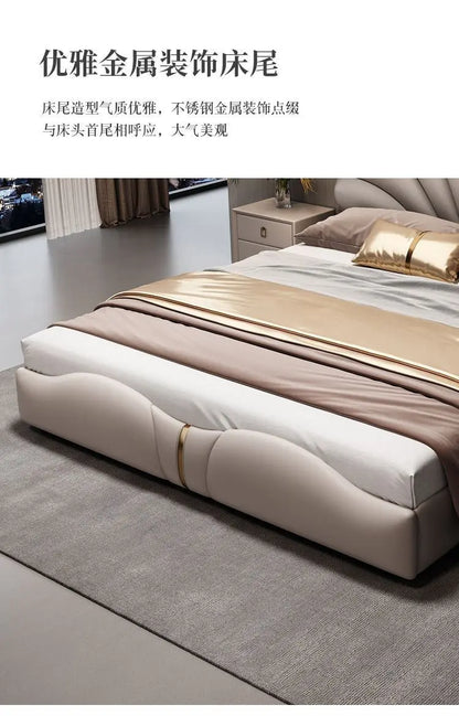 Nordic Aesthetic Double Bed European Queen Twin King Headboard Frame Luxury Cama Casal Furniture  Bed bases and bed frames home