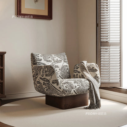 Solid wood single leisure sofa living room medieval   retro reclining chair resting area reception designer single chair