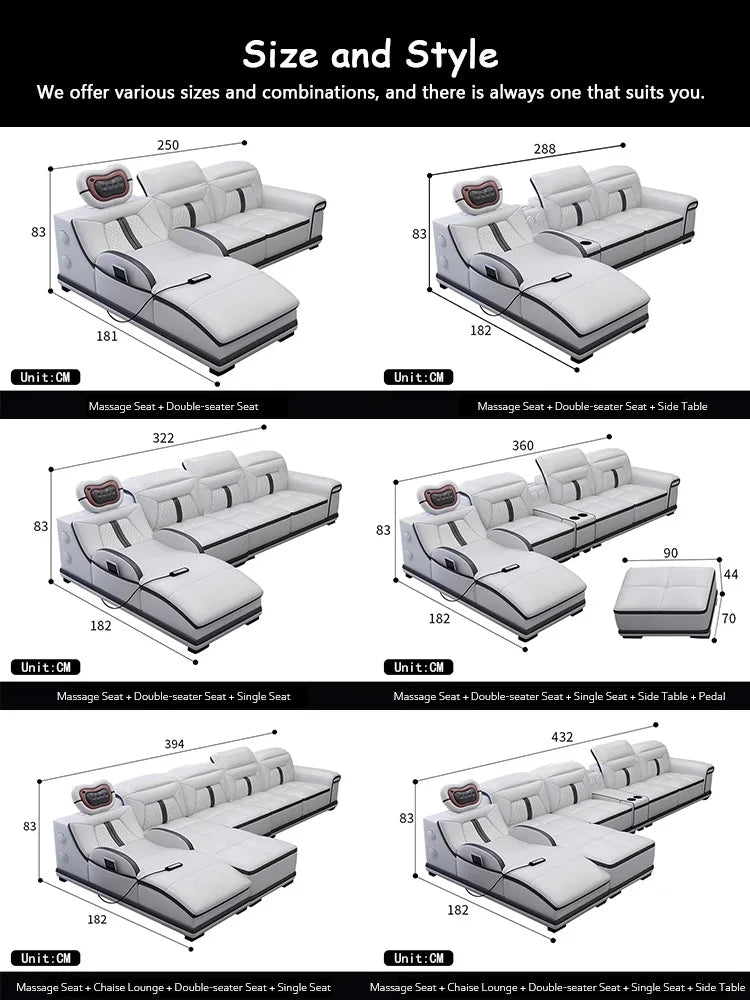 Living room multi-functional smart sofa, electric massage sofa, leather smart massage sofa