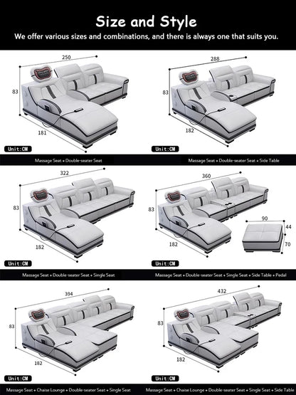 Living room multi-functional smart sofa, electric massage sofa, leather smart massage sofa