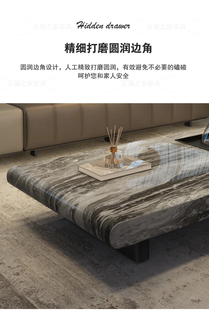 minimalist advanced sense modern simple living room household rectangular oval marble coffee table