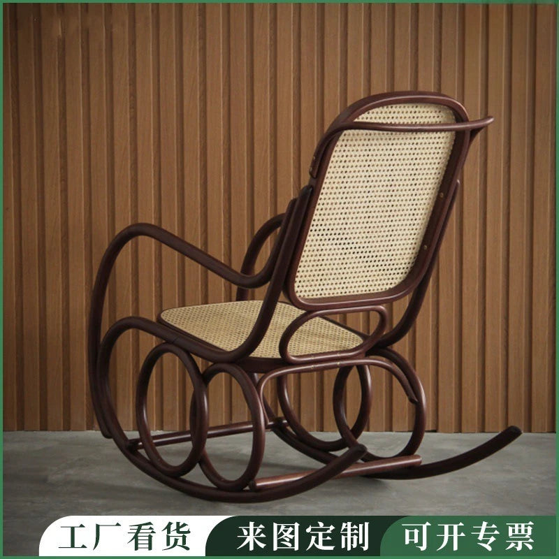 Natural rattan Nordic Ins rocking chair balcony chair living room home lazy rocking simple recliner nap