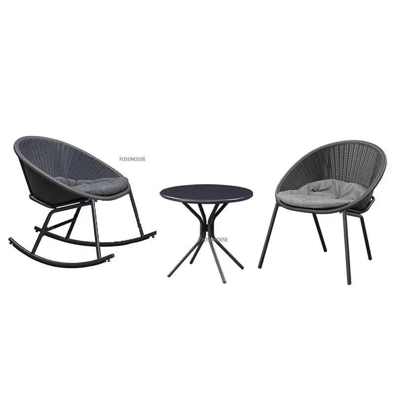 Outdoor Rattan Chair Garden Furniture Set Household Outdoor Balcony Leisure Table and Chair Three-piece Set Mini Coffee Table