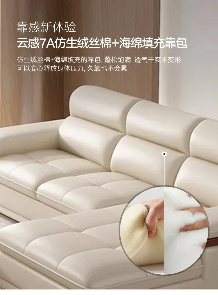 Leather sofa modern simple living room size apartment concubine solid wood combination imported first-layer cowhide sofa