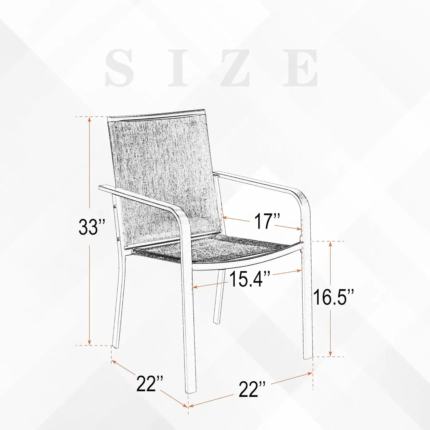Patio Dining Chairs Set of 6, Outdoor Stackable Dining Furniture Set, All Weather Dining Set for Lawn, Garden, Backyard, Poolsid