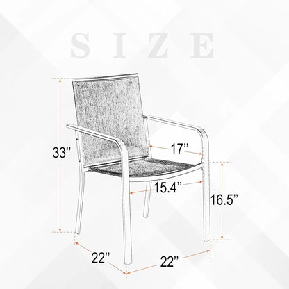 Patio Dining Chairs Set of 6, Outdoor Stackable Dining Furniture Set, All Weather Dining Set for Lawn, Garden, Backyard, Poolsid