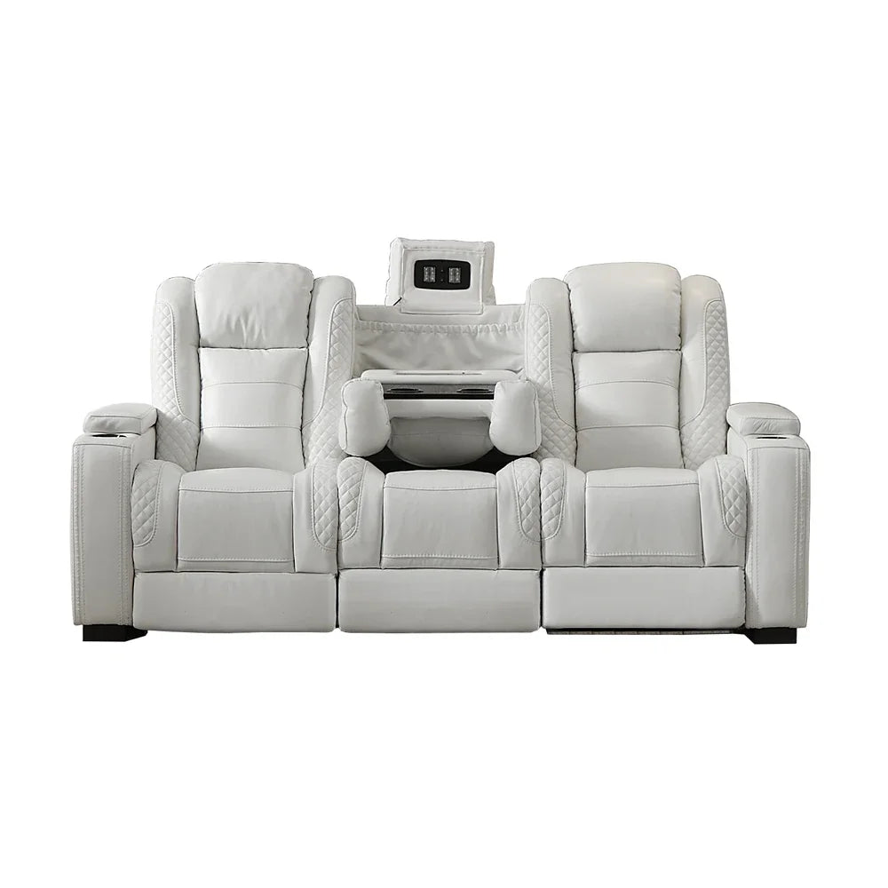Furniture Smart Home Electric Power Recliner Genuine Leather VIP Home Theater Sofa For Bedroom & Living Room USB LED Cool Cup
