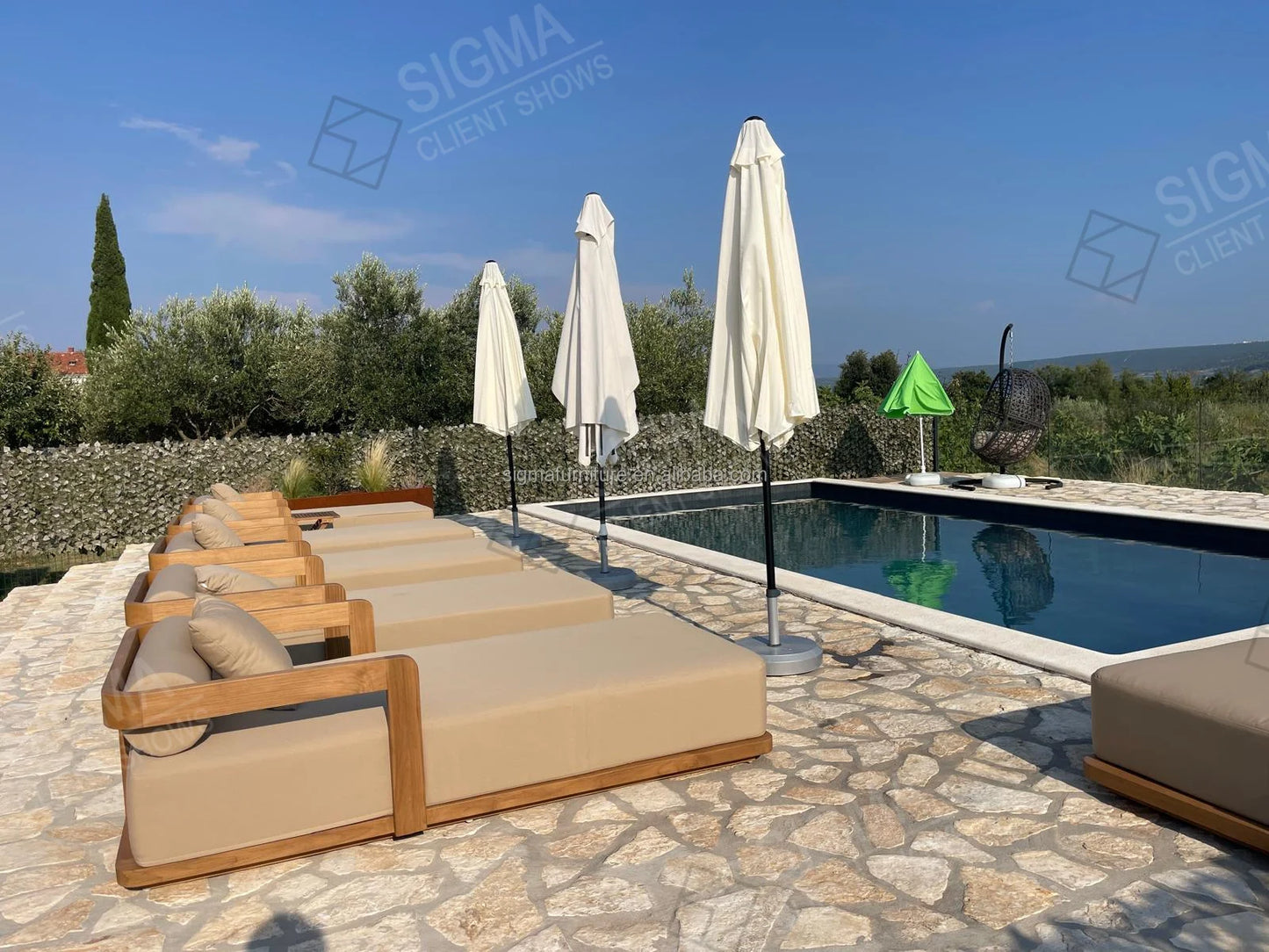 Sigma Designer Aluminum Furniture with Cushions Sofa Set Living Room Garden Patio Hotel Sectional Outdoor Sofa