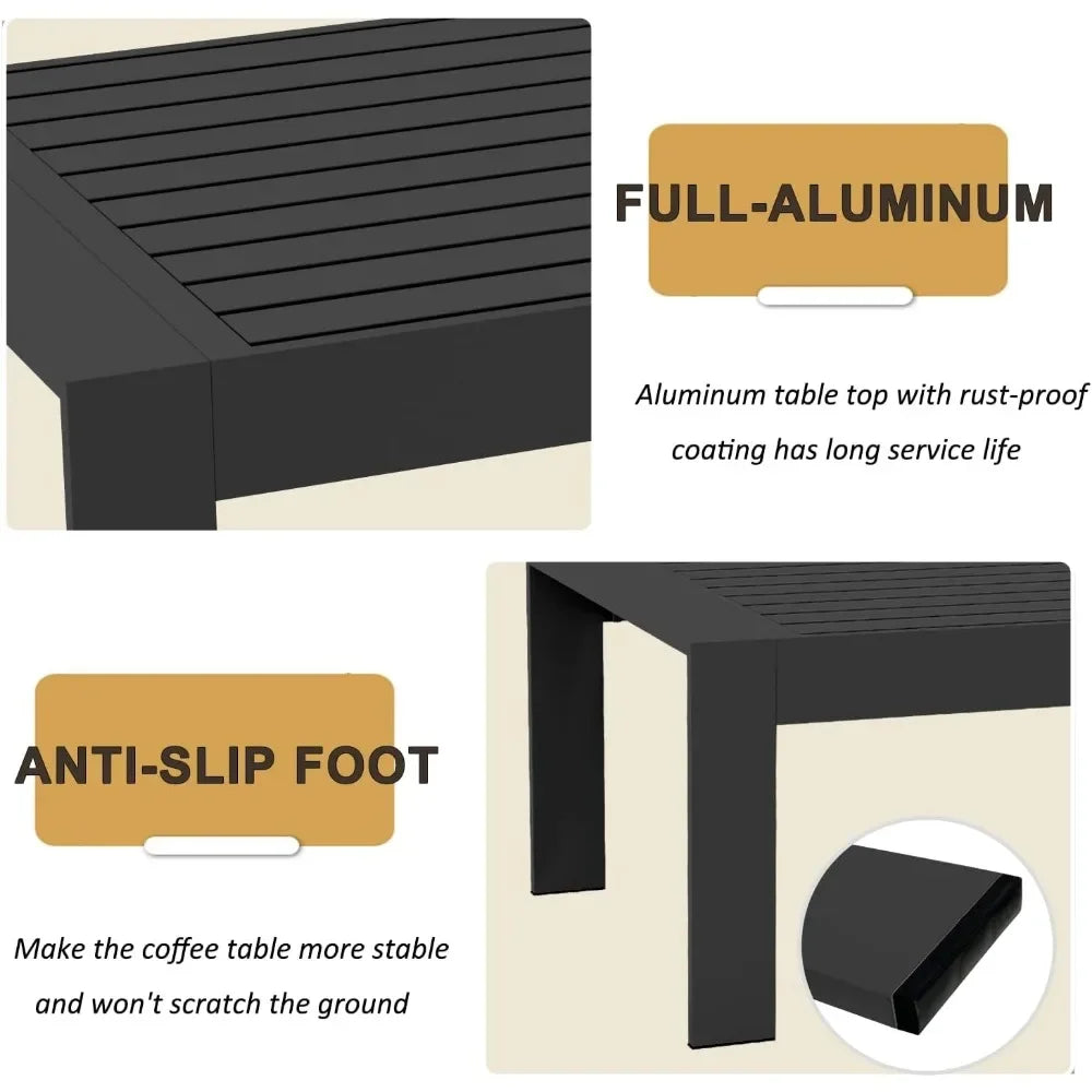 Garden Furniture Set, 5 Pieces Patio Outdoor Aluminum Sectional Conversation, Chat Sofa Modern Seating Set with Coffee Table