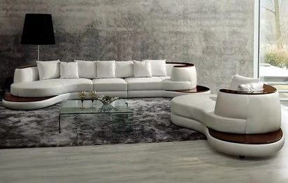 Modern Simple Design Corner Leather Sofa Set for Drawing Room Hot Sale Genuine Leather Furniture for Apartment Use