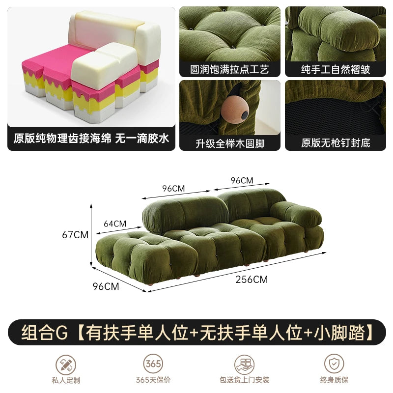 Modern Modular Fabric Sectional Sofa for Small Living Rooms