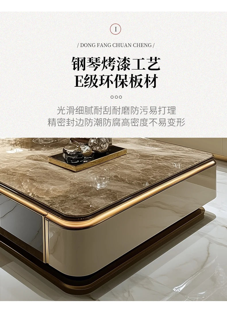 Microcrystalline stone large apartment flat living room coffee table marble