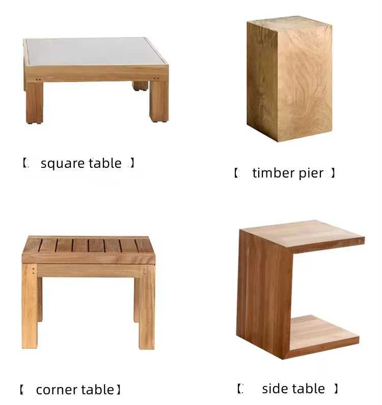Leisure Outdoor wood Furniture waterproof villa sectional garden solid teak  wood outdoor sofa