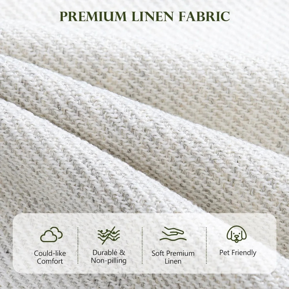 47" W Oversized Accent Chair Set of 2, Linen Fabric Modern Armchair, Washable Covers, Comfy Upholstered Large Chair Armchair So