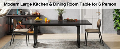 Tribesigns Dining Table for 4-6 People, 63-Inch Large Dinner Table with Heavy Duty Metal Frame, Modern Industrial Kitchen Table