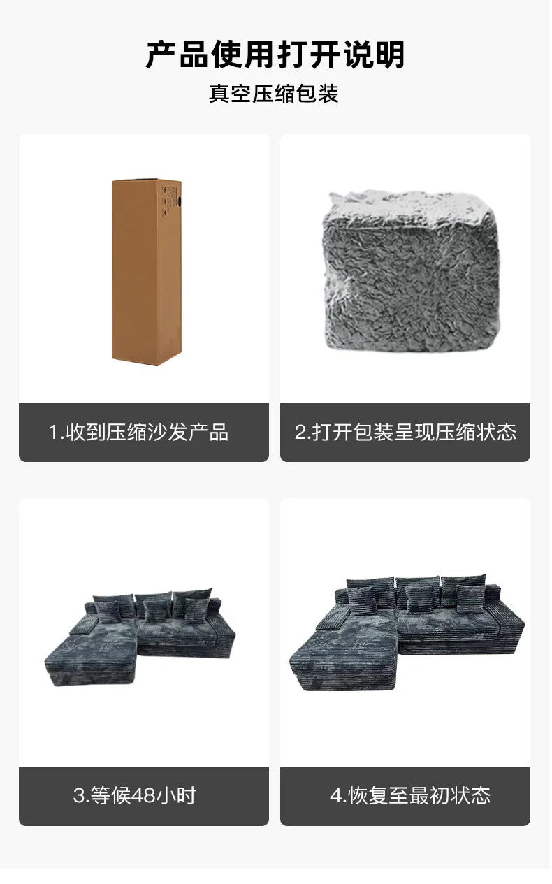 Wholesale Modern Living Room Furniture L-Shaped Compression Sofa Bed Combination