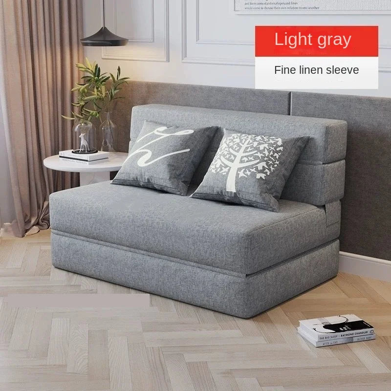 Folding sofa bed dual-purpose small apartment living room bedroom tatami rental house lazy sofa accompanying bed anti-fall pad