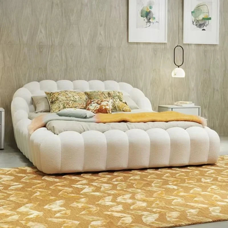 Bubble Beds Bedroom Furniture Sets Female Upholstered Cream Wind French Floor Bed Korean Princess Home King Queen Size Bed