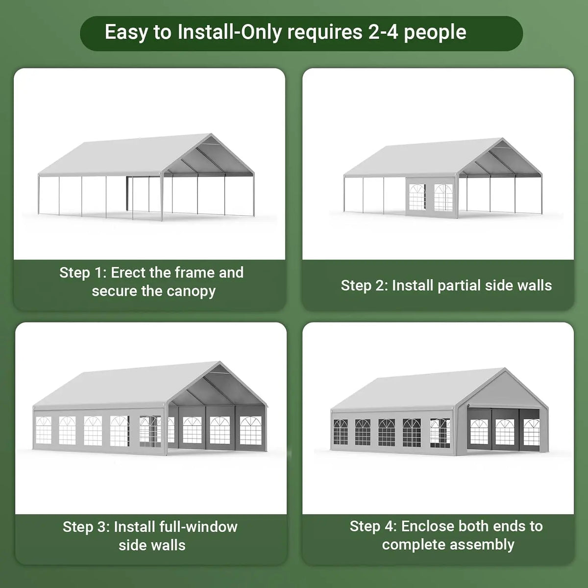 20x30ft Party Tent Heavy Duty with Removable Sidewalls White, Custom