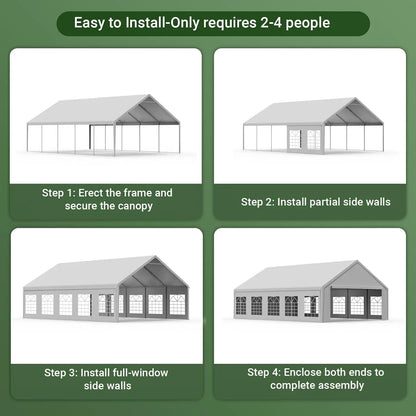 20x30ft Party Tent Heavy Duty with Removable Sidewalls White, Custom