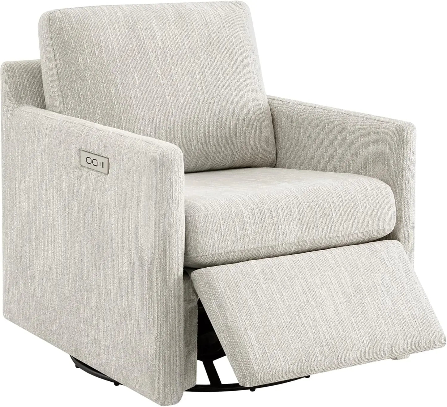 Swivel Accent Chair with Electric Footrests, Living Room Sofa Chair with Power Motor, USB and Type-C Ports, Cream