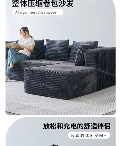 Oversized Boneless Double Lounge Sofa Chair Compressed Sectional Cloud Couch Corduroy L Shape Sofa Bed Couch Divano Da Soggiorno