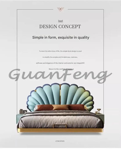 Floating Princess Bed European Genuine Leather Vintage Solid Wood Bed Light Luxury High Quality Cama De Casal Bedroom Furniture