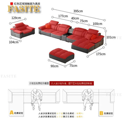 Modern simple leather sofa first layer cowhide living room size corner latex leather sofa