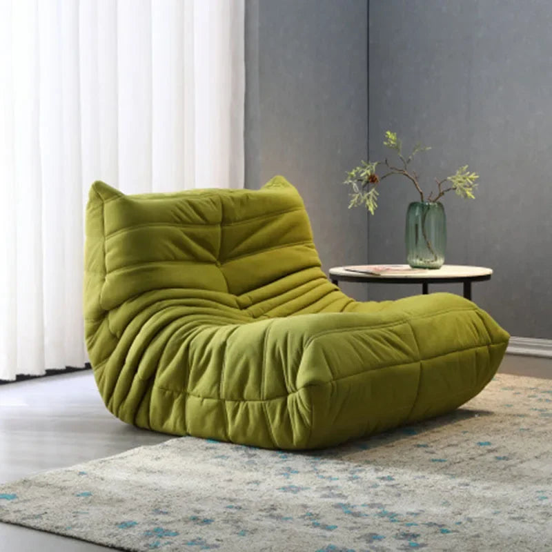 Single sofa living room bedroom lazy fabric leather leisure chair small apartment cream wind