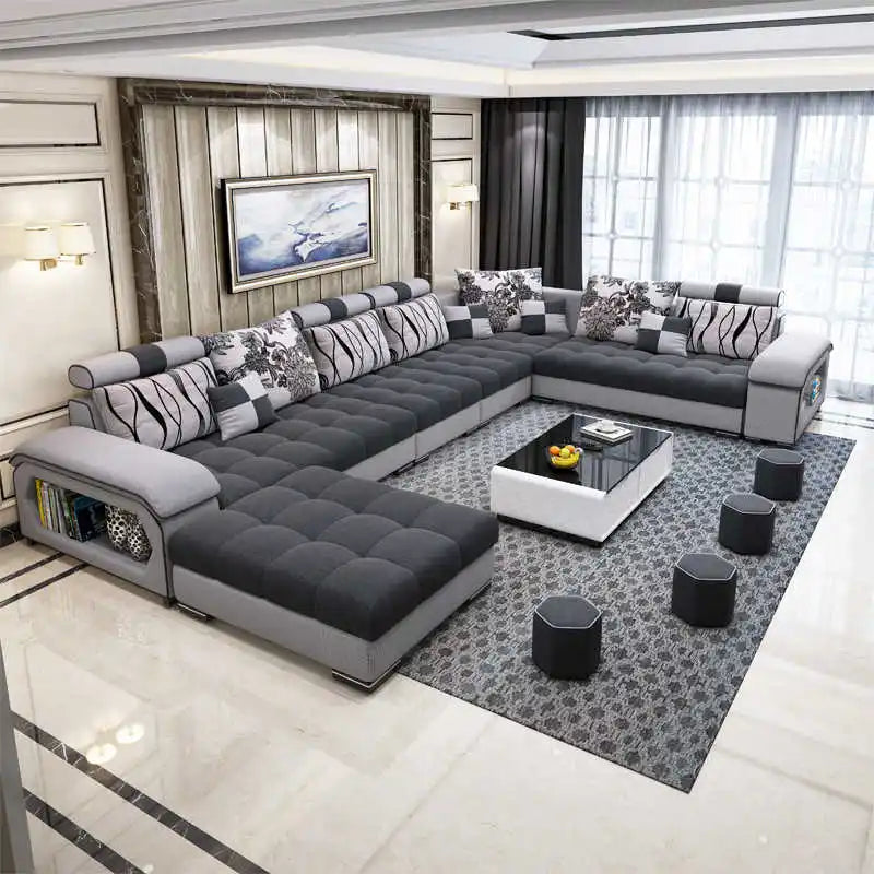 Fabric sofa, simple and modern size, living room, Nordic latex technology fabric sofa