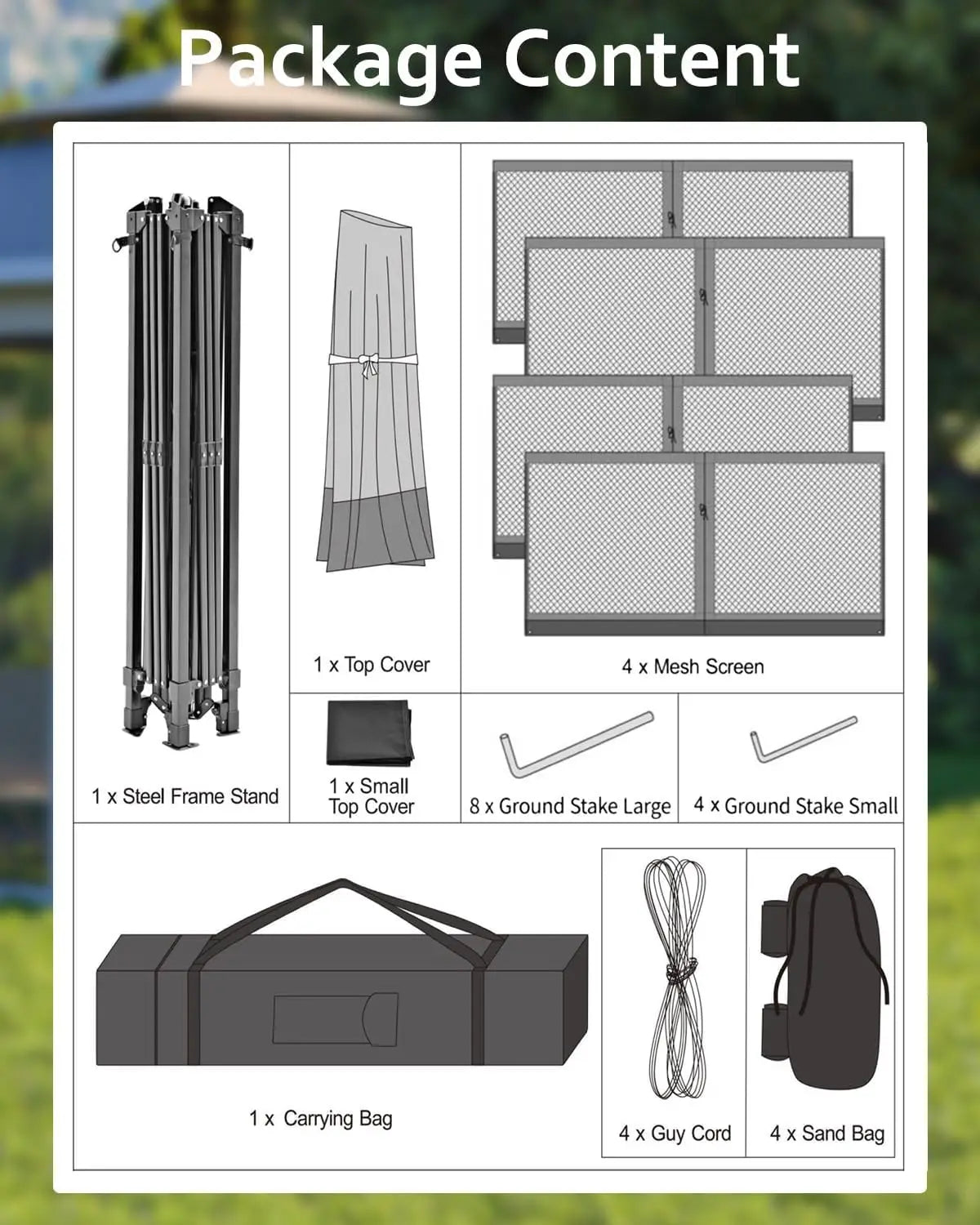 12x12FT Outdoor Canopy Tent, Height Adjustable Pop Up Gazebo With Mosquito Net & 4 SandBags For Backyard Party Camping