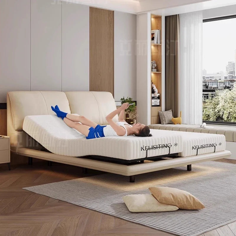 Soft Luxury Modern Double Bed Lift Up Electric Adults Smart Double Bed Queen Mattress Camas De Dormitorio Bedroom Furniture