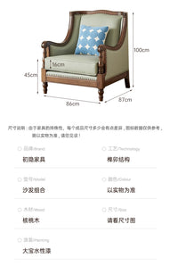 XL retro sofa walnut wood solid wood leather first layer cowhide combination sofa living room furniture