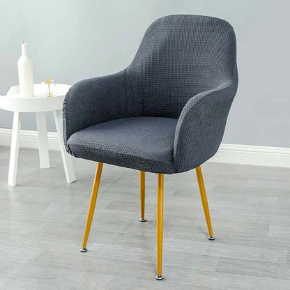 Simple Elastic Curved Chair Cover Plaid All-wrap Solid Color Seat Protection Dust Proof Flannel Wear for Chairs Family Dinner