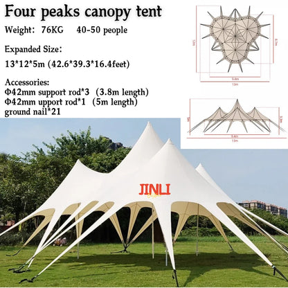 Star Canopy Tent 900D Oxford Cloth  Single Double Pole Octopus Shape Stretch Outdoor Peak Starshade for Camping And Picnics