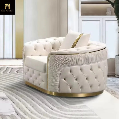 Modern Luxury Custom Wooden Frame Couch Sofa Velvet Fabric Button Tufted Living Room Sofa Set Furniture