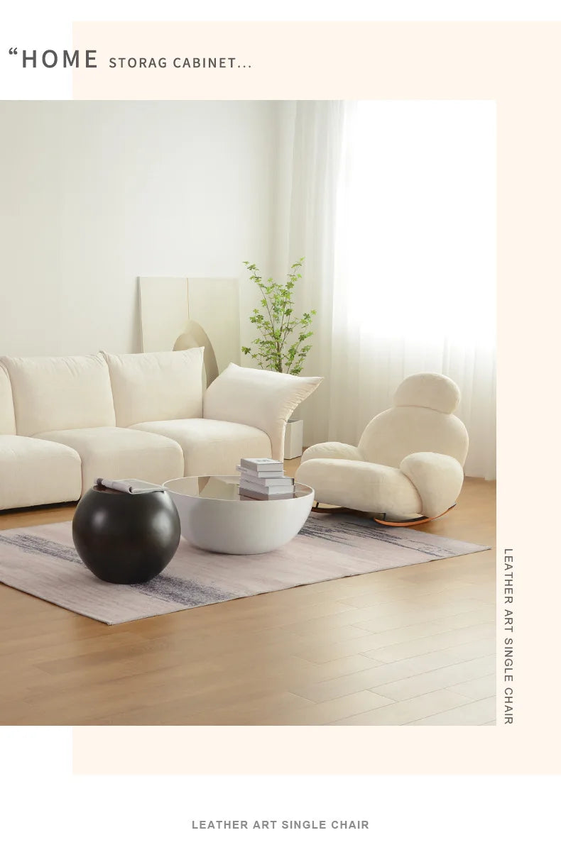 Big white rocking chair lazy sofa rocking chair cream wind single sofa recliner