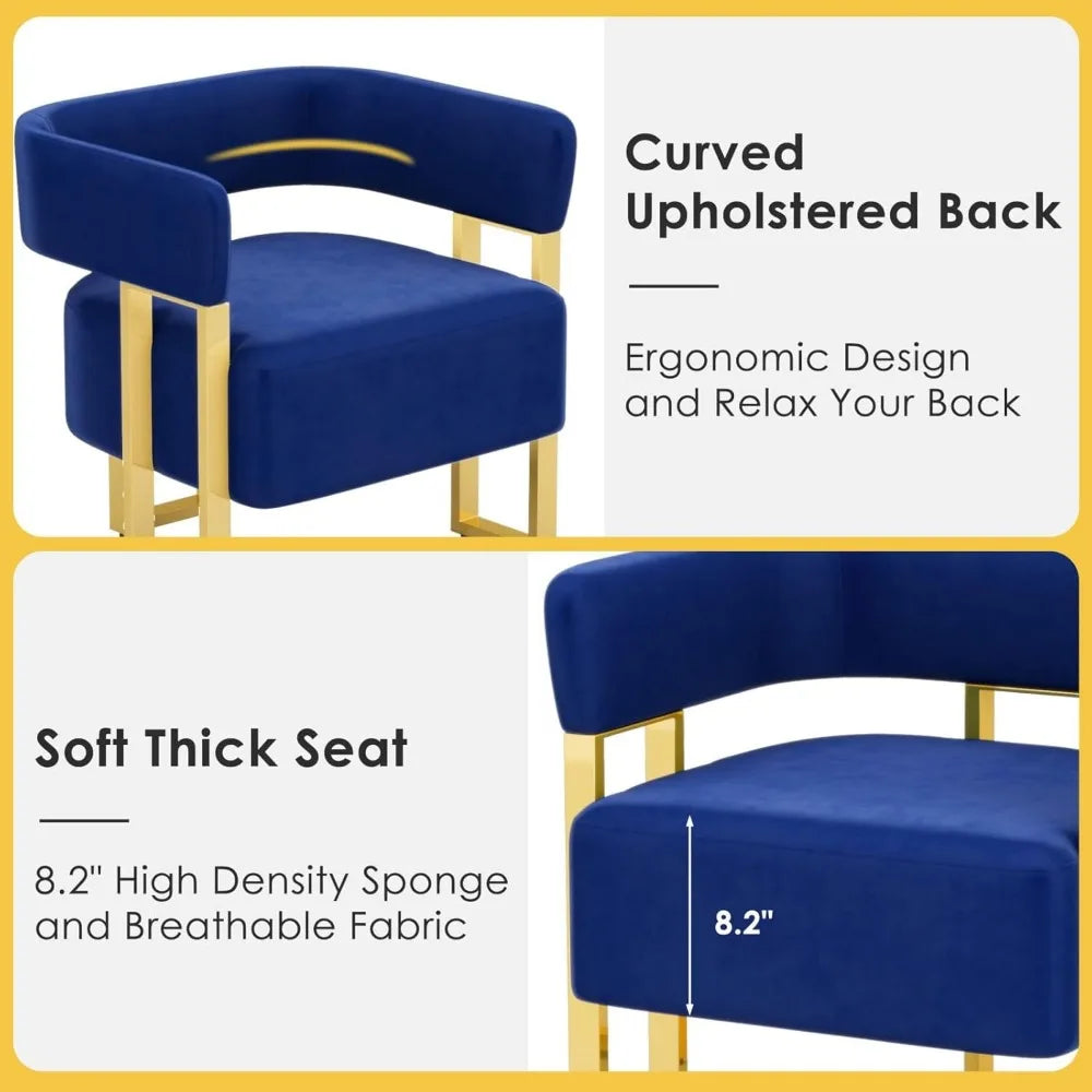 Modern Navy Blue Velvet Accent Chair Set of 2, Barrel Chairs Set of 2, Arm Side Chairs for Living Room Bedroom